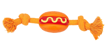 Brinquedo de Corda para Roer em Forma de Hot Dog para Cão