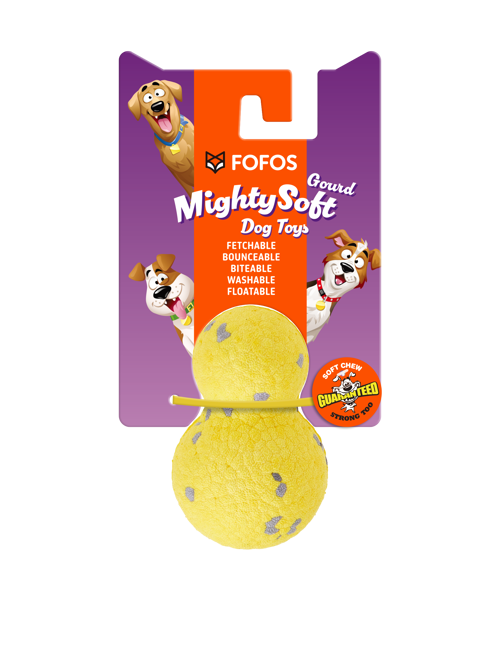 FOFOS Juguete para Perros Mighty Soft en Forma de Calabaza – Suave, con Rebote y Flotante 