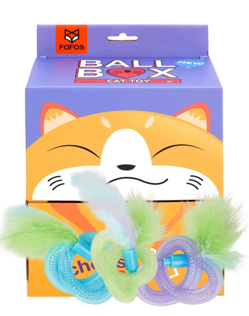 Juguete Tubo con Plumas para Gatos – Surtido (Caja Completa 24 uds.)