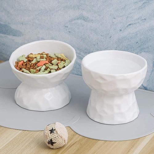 Conjunto de Taças Elevadas em Cerâmica com Base Antiderrapante – Para Gato ou Cão Pequeno