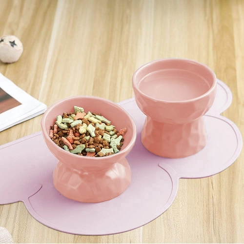 Conjunto de Taças Elevadas em Cerâmica com Base Antiderrapante – Para Gato ou Cão Pequeno