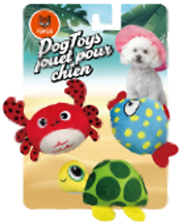 Pack 3 Peluches de Verão – Caranguejo, Tartaruga e Peixe