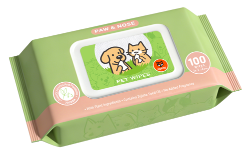Toallitas Húmedas para Mascotas FOFOS (100 uds) – Patas & Nariz (Jojoba) 