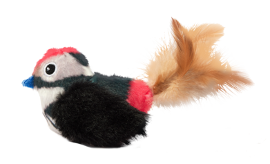 Pássaro Preto c/ Penas Canta |Com Catnip FOFOS