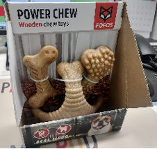 Juguete de madera para perros para roer, 3 piezas M/L FOFOS