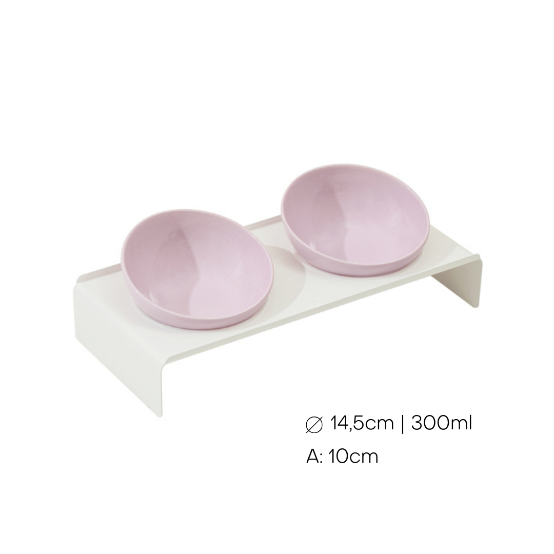 Taças Cerâmicas Suporte Duplo Branco 300ml Lilás