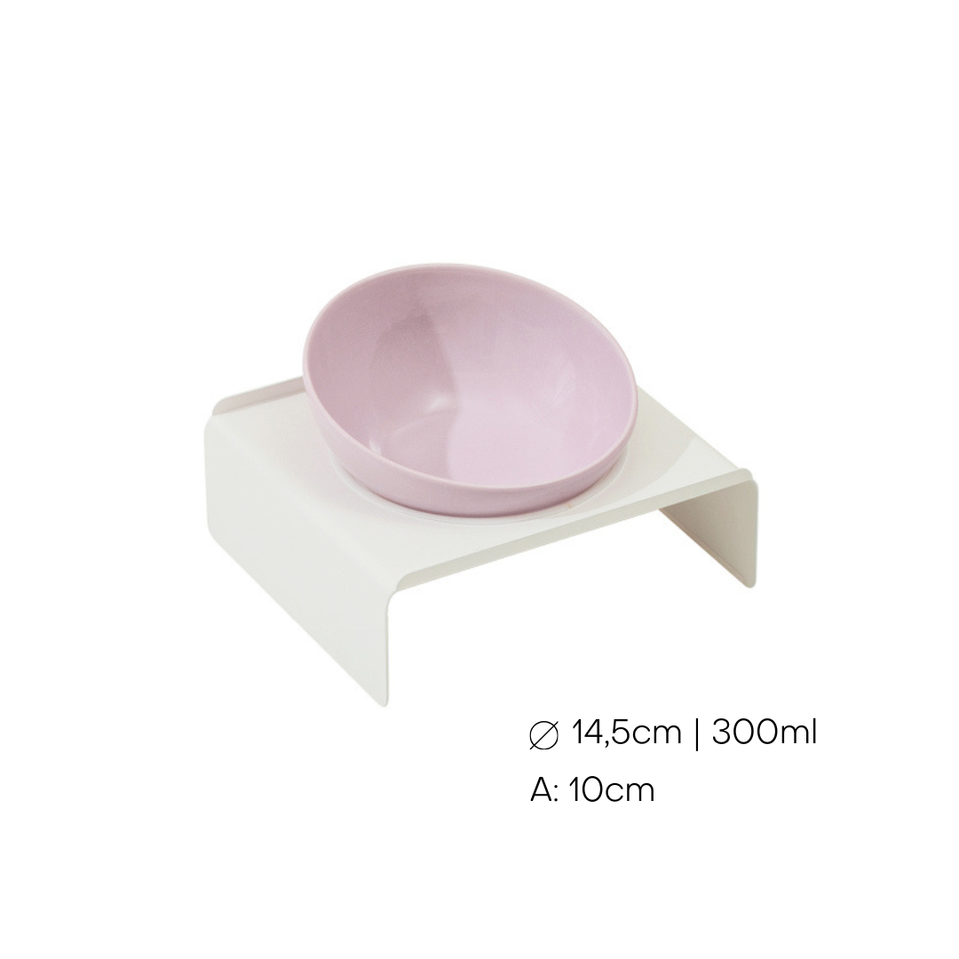 Taça Cerâmica Individual Suporte Branco 300ml Lilás