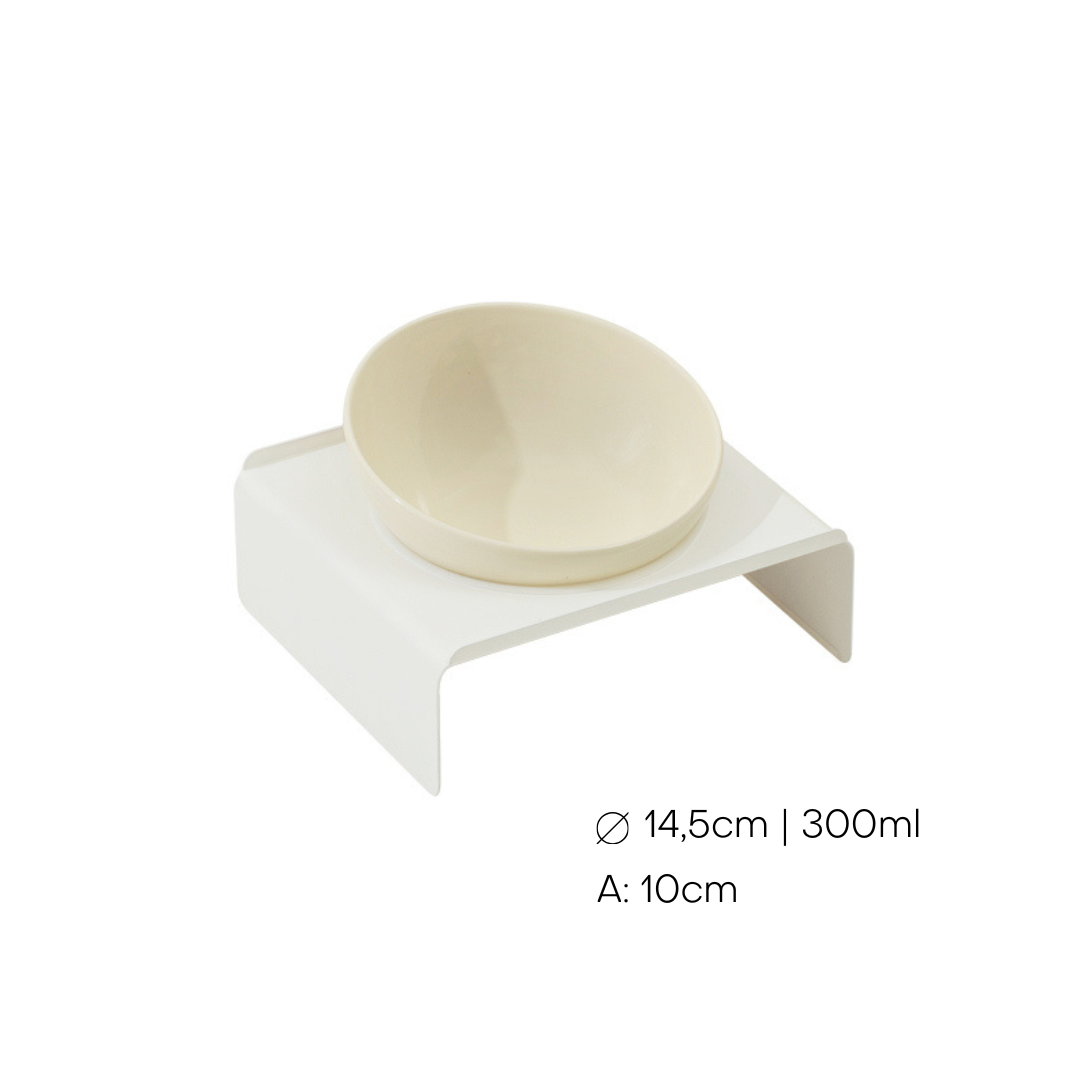 Taça Cerâmica Individual Suporte Branco 300ml Beige