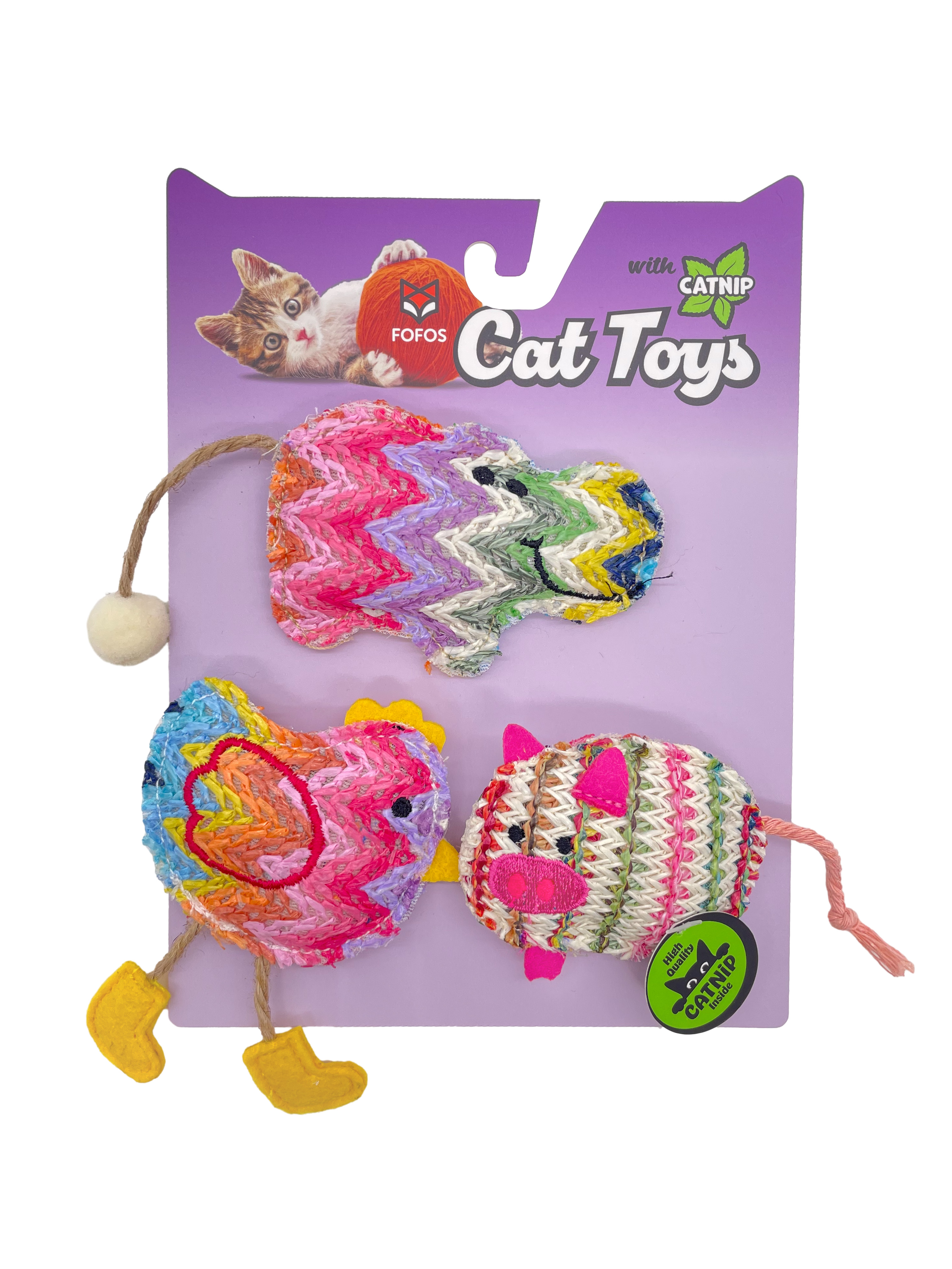 Brinquedos Coloridos com Catnip Pack de 3 para Gato Ativo