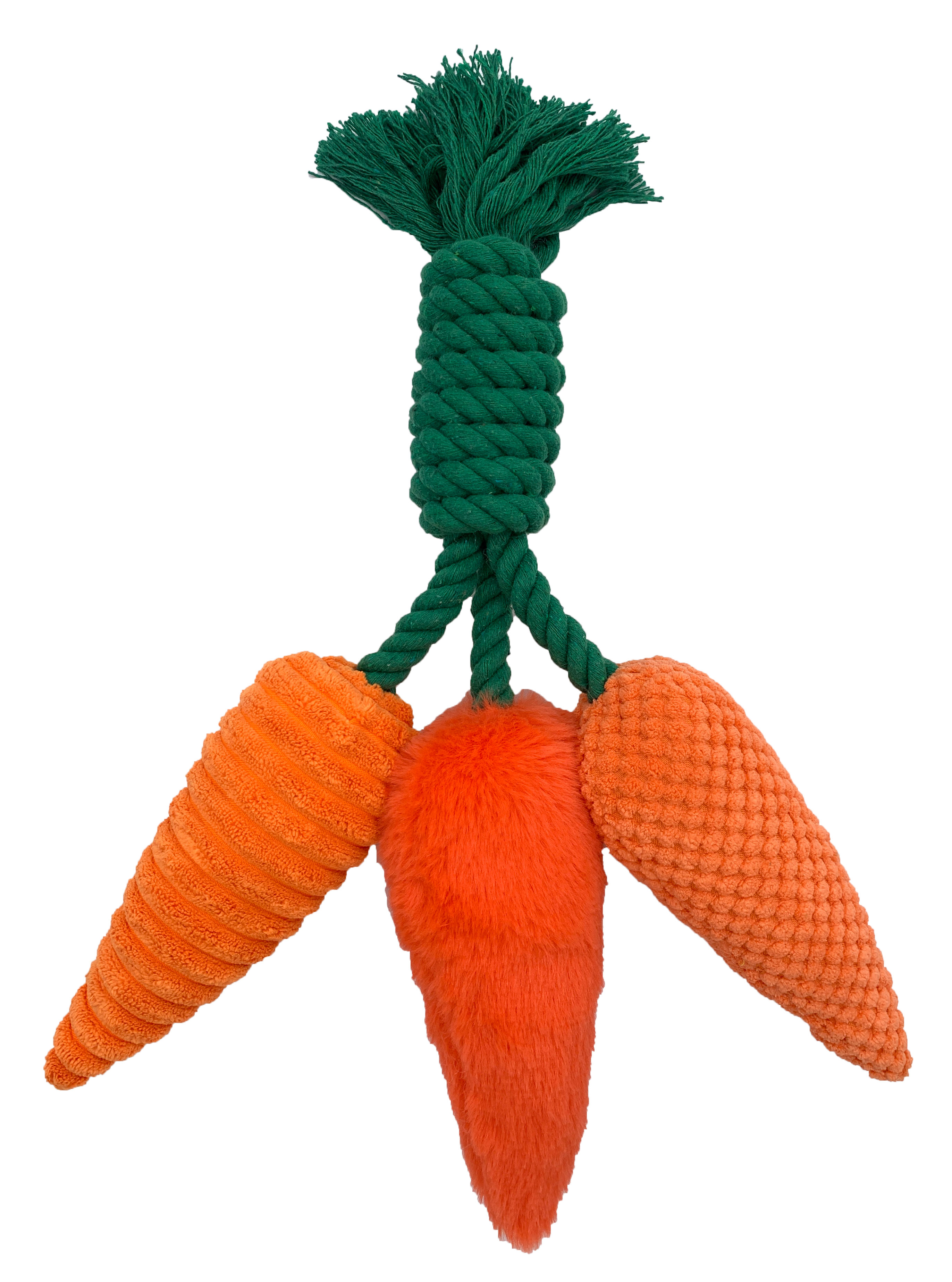 Brinquedo Interativo e Mordedor para cães - 3 Cenouras com Corda