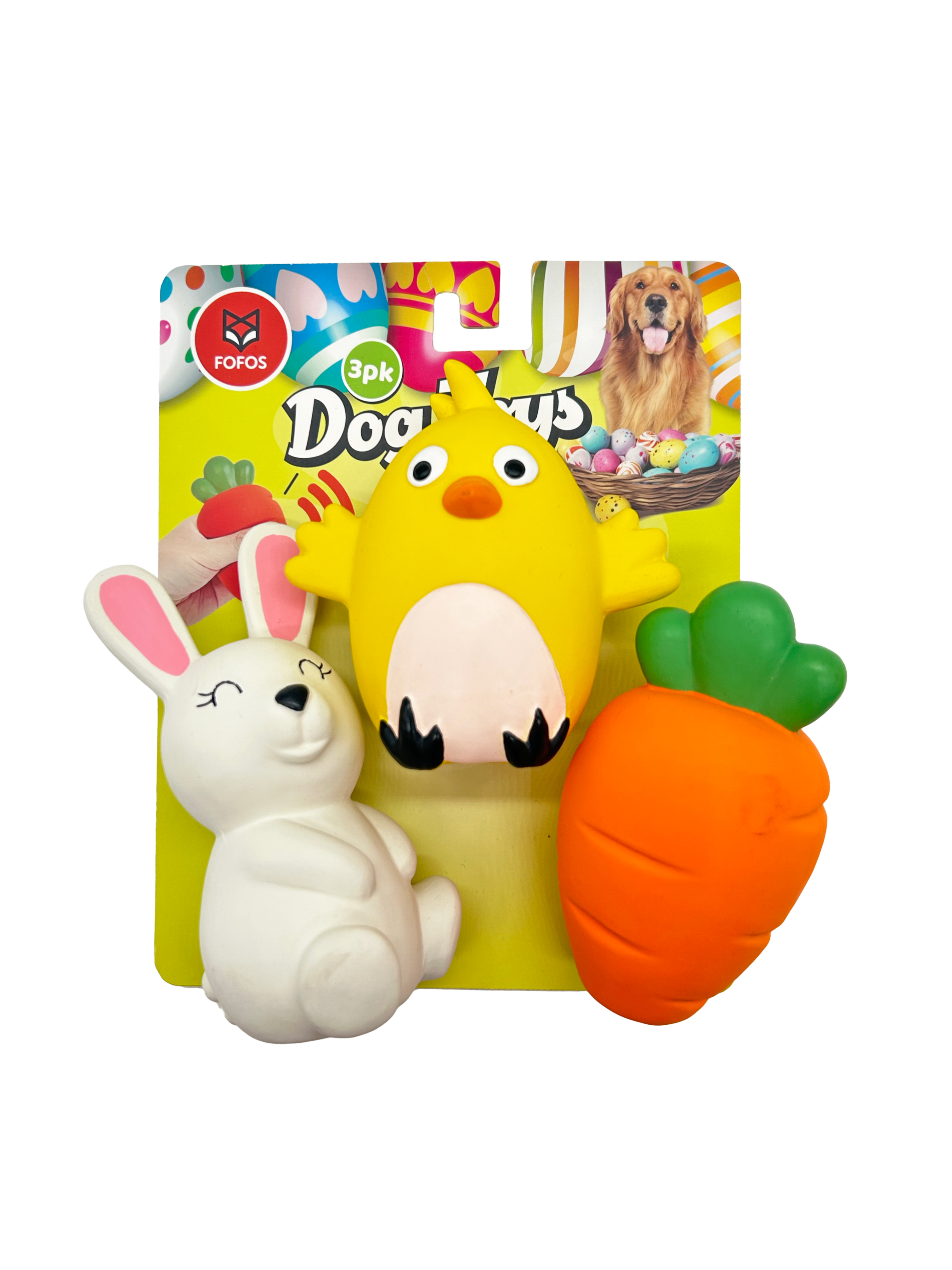 Kit Primavera com 3 Brinquedos Látex Sonoros para Cão Cores Alegres