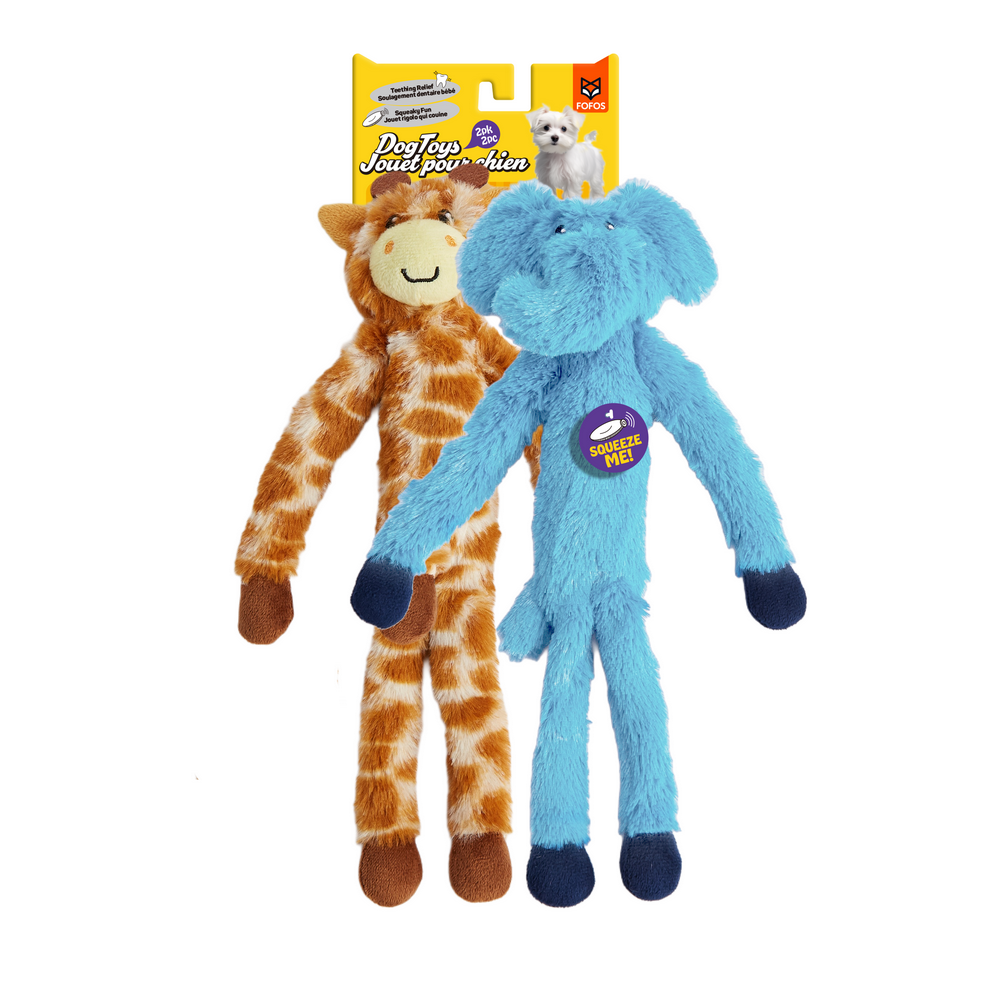 Brinquedos para Cão em Peluche Girafa e Elefante