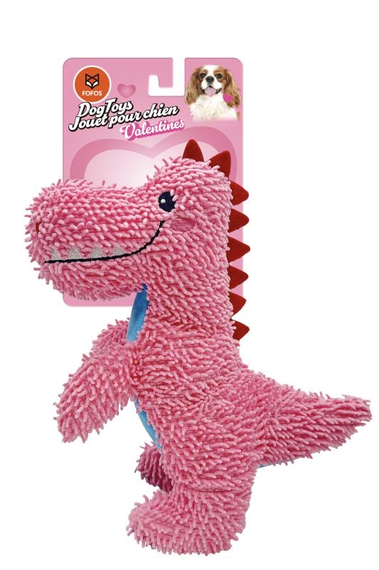 Brinquedo para Cão Dinossauro em Peluche com Som Cor Rosa