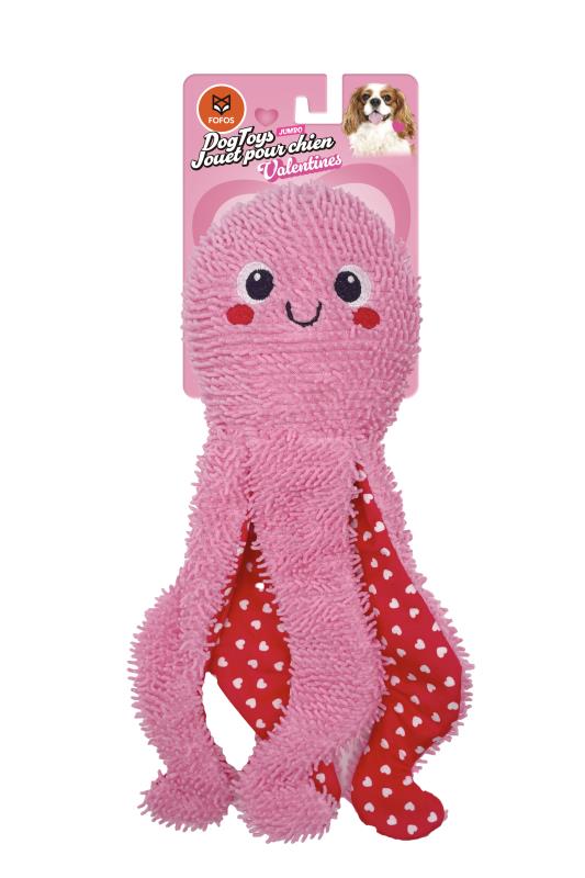 Brinquedo para Cão Polvo em Peluche com Som Rosa